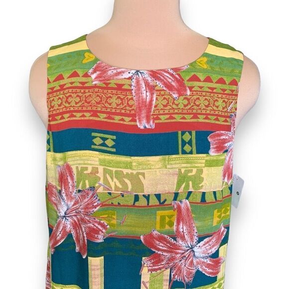 Vintage Donna Morgan Mini Dress Sleeveless Drop Waist Floral Tropical Print - Picture 5 of 10